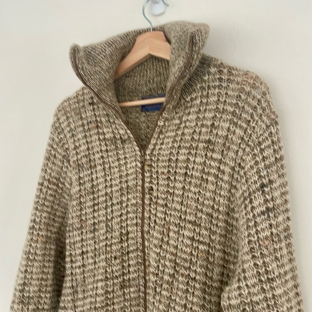 Vintage Pendleton Pure Virgin Wool Zip-Up Sweater – Size L – Made in USA - Picture 2 of 12